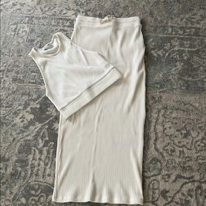 ZARA 2 piece ribbed midi skirt set